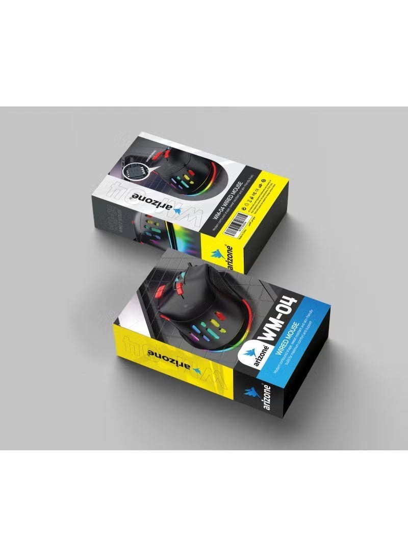 أريزون ماوس ألعاب سلكي WM-04 مع ضوء تنفس RGB بـ 7 ألوان | أسود - Image 3